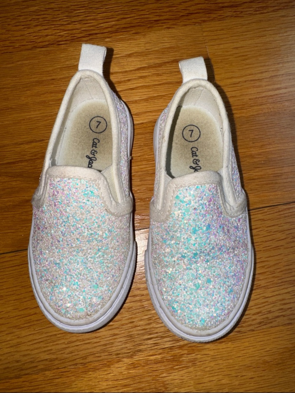 Cat & Jack Girls' Glitter Slip-On Sneakers - Iridescent Multi
